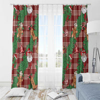Red Palaka Hawaii Cowboy Christmas Window Curtain Paniolo Mix Maile Lei - Polynesian Pride