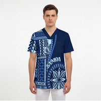 Samoa Siapo Motif Scrub Top Classic Style - Bue Ver LT7 - Polynesian Pride
