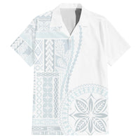 Samoa White Sunday Family Matching Off Shoulder Maxi Dress and Hawaiian Shirt Classic Siapo Style LT7 Dad's Shirt - Short Sleeve White - Polynesian Pride