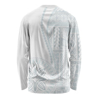 Samoa White Sunday Long Sleeve Shirt Classic Siapo Style LT7 - Polynesian Pride