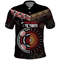 Aotearoa and Australia Indigenous Polo Shirt Stand Together For Te Tiriti LT7 Black - Polynesian Pride