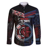 Aotearoa and Samoa Together For Te Tiriti Family Matching Off Shoulder Maxi Dress and Hawaiian Shirt Kowhaiwhai Mix Siapo - Flag Color