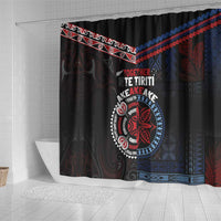 Aotearoa and Samoa Together For Te Tiriti Shower Curtain Kowhaiwhai Mix Siapo - Flag Color