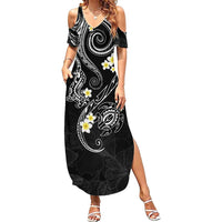 Polynesia Tribal Family Matching Summer Maxi Dress and Hawaiian Shirt Tentacles Plumeria