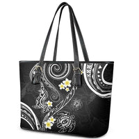 Polynesia Tribal Leather Tote Bag Tentacles Plumeria