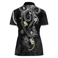 Polynesia Tribal Women Polo Shirt Tentacles Plumeria