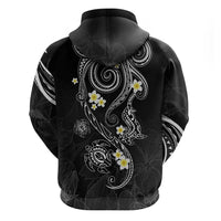 Polynesia Tribal Zip Hoodie Tentacles Plumeria
