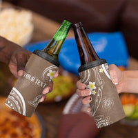 Polynesia Tribal 4 in 1 Can Cooler Tumbler Mocha Plumeria Tentacles