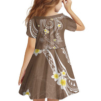 Polynesia Tribal Family Matching Short Sleeve Bodycon Dress and Hawaiian Shirt Mocha Plumeria Tentacles