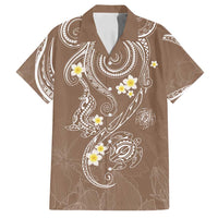 Polynesia Tribal Family Matching Summer Maxi Dress and Hawaiian Shirt Mocha Plumeria Tentacles