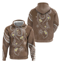 Polynesia Tribal Hoodie Mocha Plumeria Tentacles