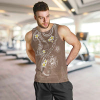 Polynesia Tribal Men Tank Top Mocha Plumeria Tentacles