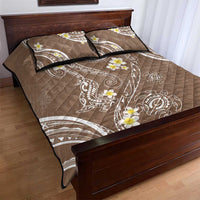 Polynesia Tribal Quilt Bed Set Mocha Plumeria Tentacles