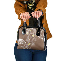 Polynesia Tribal Shoulder Handbag Mocha Plumeria Tentacles