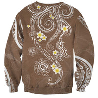 Polynesia Tribal Sweatshirt Mocha Plumeria Tentacles