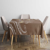 Polynesia Tribal Tablecloth Mocha Plumeria Tentacles