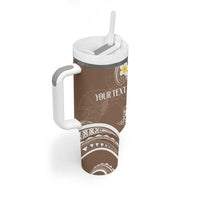 Polynesia Tribal Tumbler With Handle Mocha Plumeria Tentacles