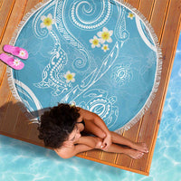 Polynesia Tribal Beach Blanket Turquoise Plumeria Tentacles