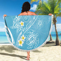 Polynesia Tribal Beach Blanket Turquoise Plumeria Tentacles