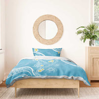 Polynesia Tribal Bedding Set Turquoise Plumeria Tentacles