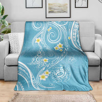 Polynesia Tribal Blanket Turquoise Plumeria Tentacles