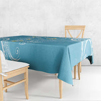 Polynesia Tribal Tablecloth Turquoise Plumeria Tentacles