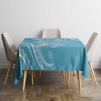 Polynesia Tribal Tablecloth Turquoise Plumeria Tentacles