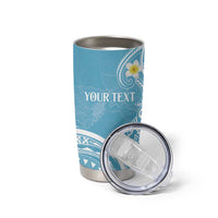 Polynesia Tribal Tumbler Cup Turquoise Plumeria Tentacles