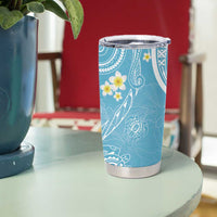 Polynesia Tribal Tumbler Cup Turquoise Plumeria Tentacles