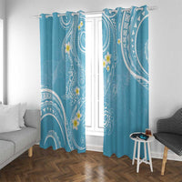 Polynesia Tribal Window Curtain Turquoise Plumeria Tentacles