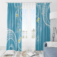 Polynesia Tribal Window Curtain Turquoise Plumeria Tentacles