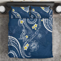 Polynesia Tribal Bedding Set Deep Blue Plumeria Tentacles