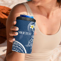 Polynesia Tribal 4 in 1 Can Cooler Tumbler Deep Blue Plumeria Tentacles