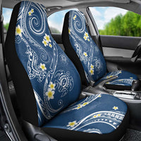 Polynesia Tribal Car Seat Cover Deep Blue Plumeria Tentacles
