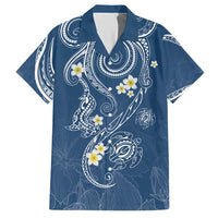 Polynesia Tribal Hawaiian Shirt Deep Blue Plumeria Tentacles