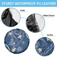 Polynesia Tribal Spare Tire Cover Deep Blue Plumeria Tentacles