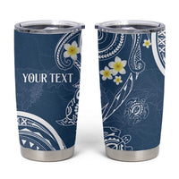 Polynesia Tribal Tumbler Cup Deep Blue Plumeria Tentacles
