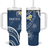 Polynesia Tribal Tumbler With Handle Deep Blue Plumeria Tentacles