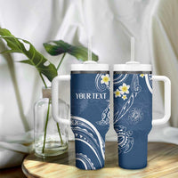Polynesia Tribal Tumbler With Handle Deep Blue Plumeria Tentacles