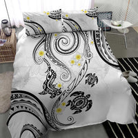 Polynesia Tribal Bedding Set White Plumeria Tentacles
