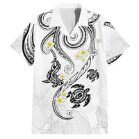 Polynesia Tribal Family Matching Puletasi and Hawaiian Shirt White Plumeria Tentacles