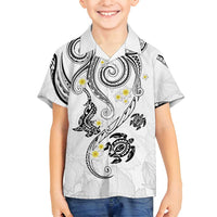 Polynesia Tribal Family Matching Tank Maxi Dress and Hawaiian Shirt White Plumeria Tentacles