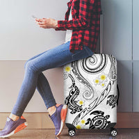 Polynesia Tribal Luggage Cover White Plumeria Tentacles