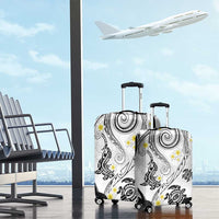 Polynesia Tribal Luggage Cover White Plumeria Tentacles
