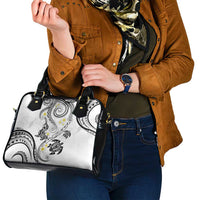 Polynesia Tribal Shoulder Handbag White Plumeria Tentacles