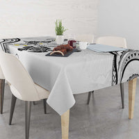 Polynesia Tribal Tablecloth White Plumeria Tentacles