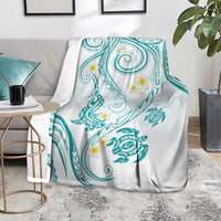 Polynesia Tribal Blanket Teal Plumeria Tentacles