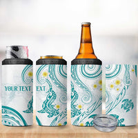 Polynesia Tribal 4 in 1 Can Cooler Tumbler Teal Plumeria Tentacles