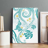 Polynesia Tribal Canvas Wall Art Teal Plumeria Tentacles