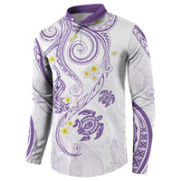 Polynesia Tribal Button Sweatshirt Lilac Plumeria Tentacles LT7 - Polynesian Pride